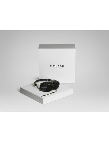 New Molami Pleat Black on Black Napa Leather Earphones - Laptop Parts For Less
